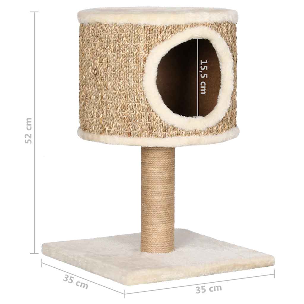 Árvore p/ gatos c/ ninho e poste arranhador 52 cm erva marinha