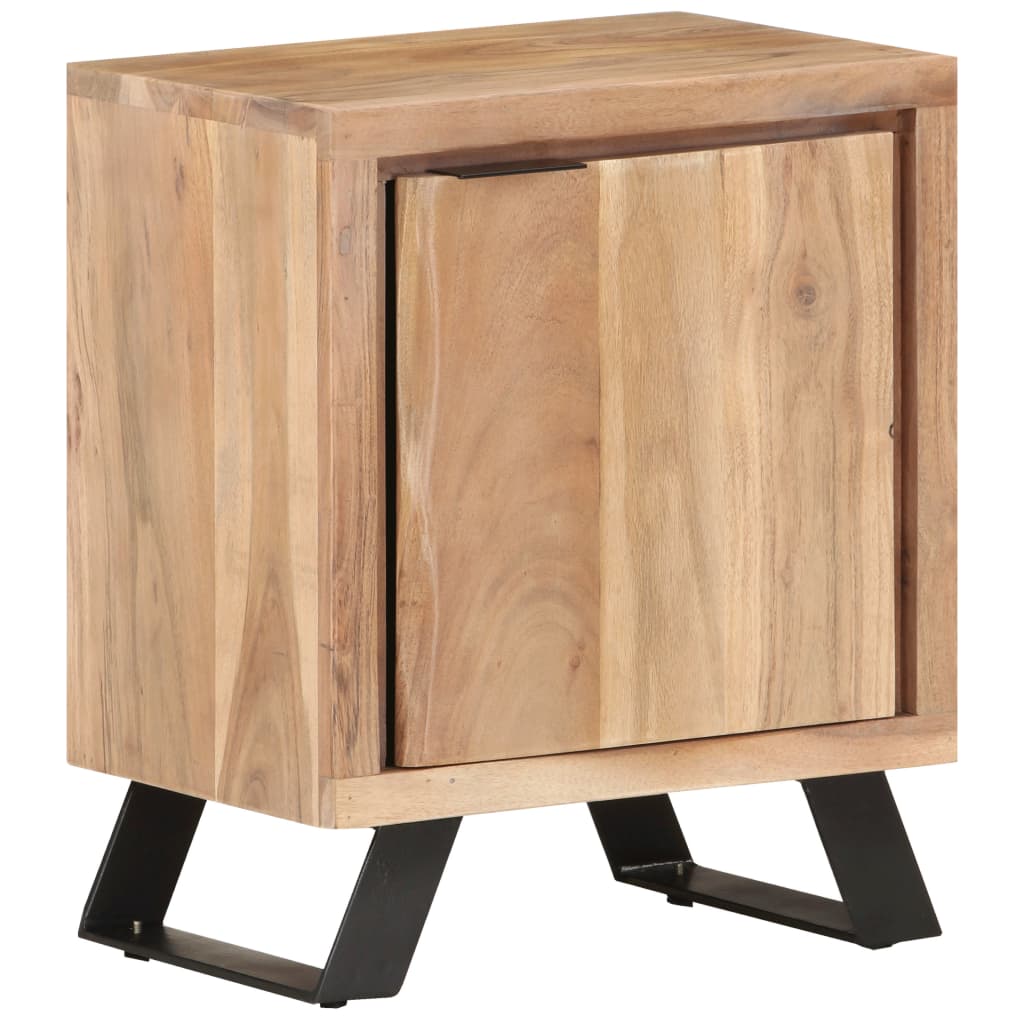 Mesa de cabeceira 40x30x50 cm acácia maciça com bordas vivas