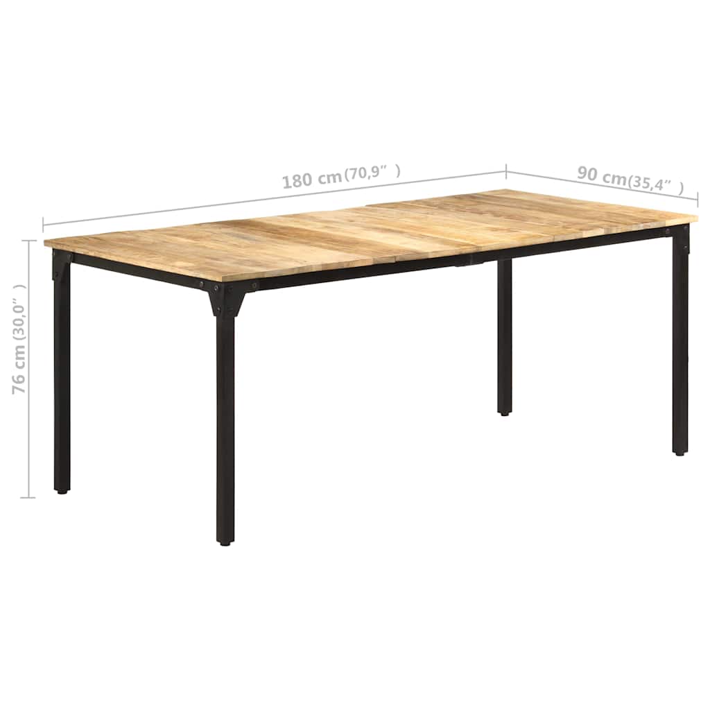 Mesa de jantar 180x90x76 cm madeira de mangueira áspera