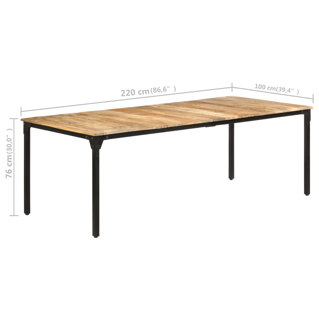 Mesa de jantar 220x100x76 cm madeira de mangueira áspera
