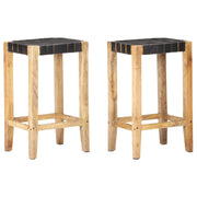 Bancos de bar 2 pcs 75 cm couro genuíno preto