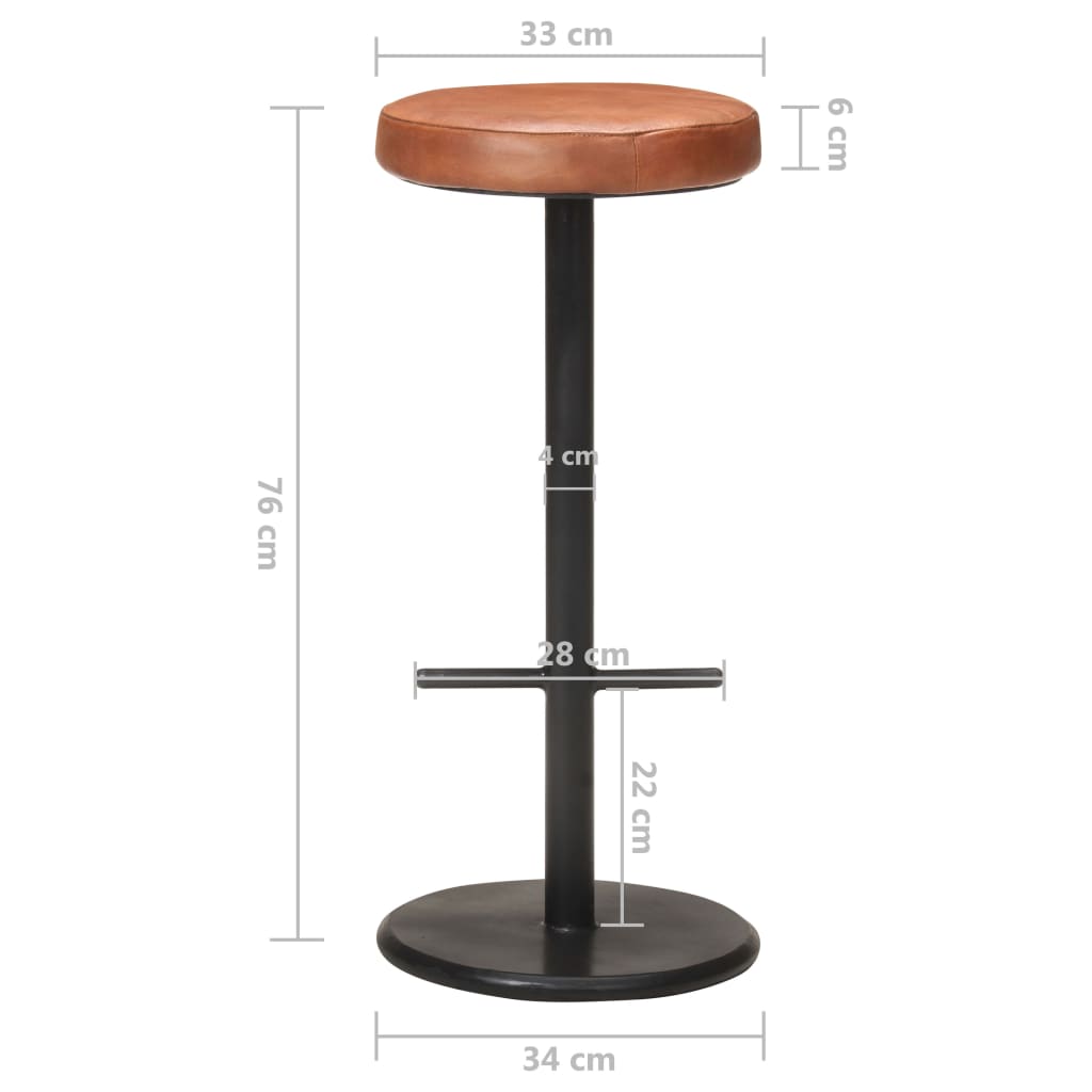 Bancos de bar 2 pcs couro genuíno castanho