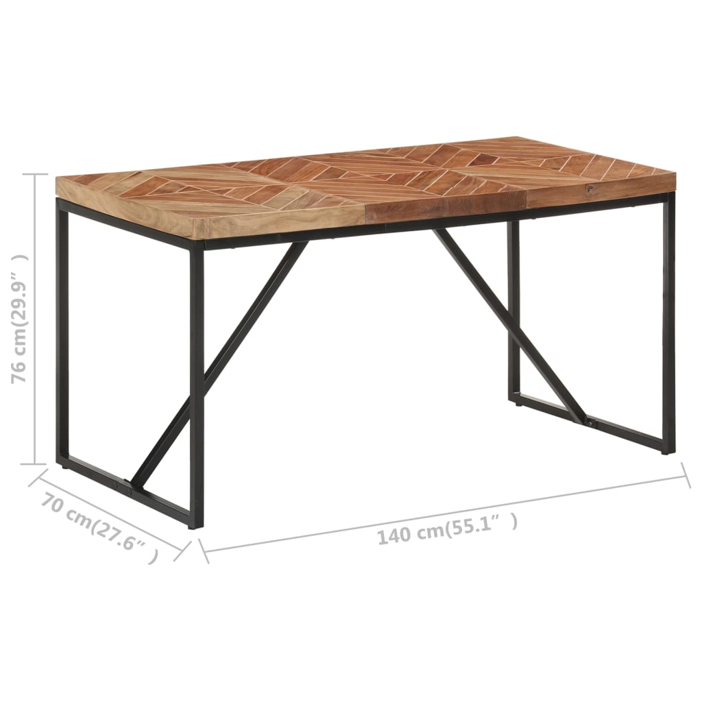 Mesa de jantar 140x70x76 cm madeira acácia maciça e mangueira