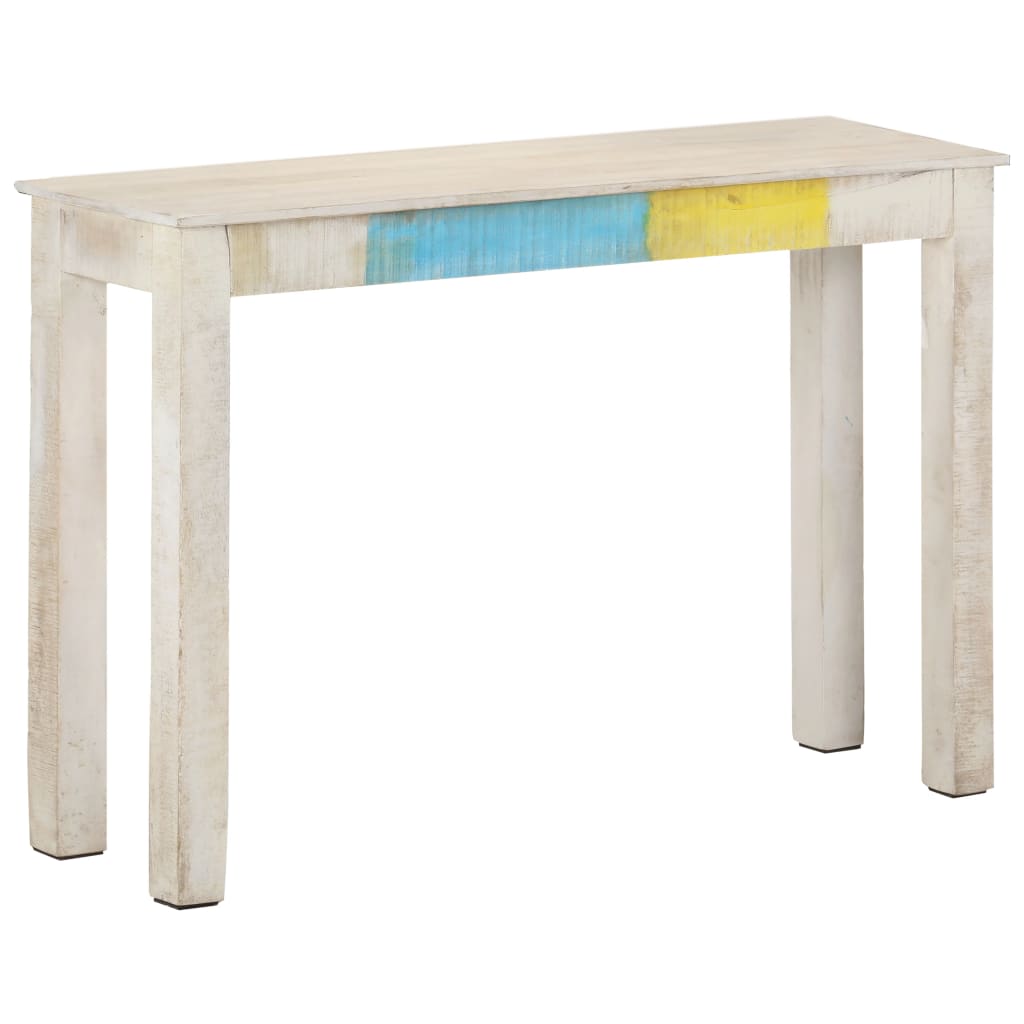 Mesa consola 115x35x77 cm madeira de mangueira áspera branco