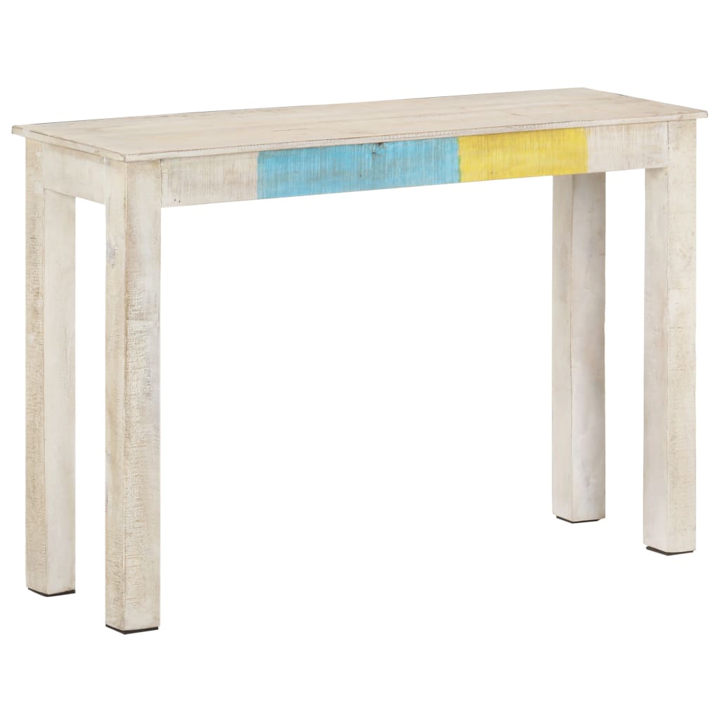 Mesa consola 115x35x77 cm madeira de mangueira áspera branco