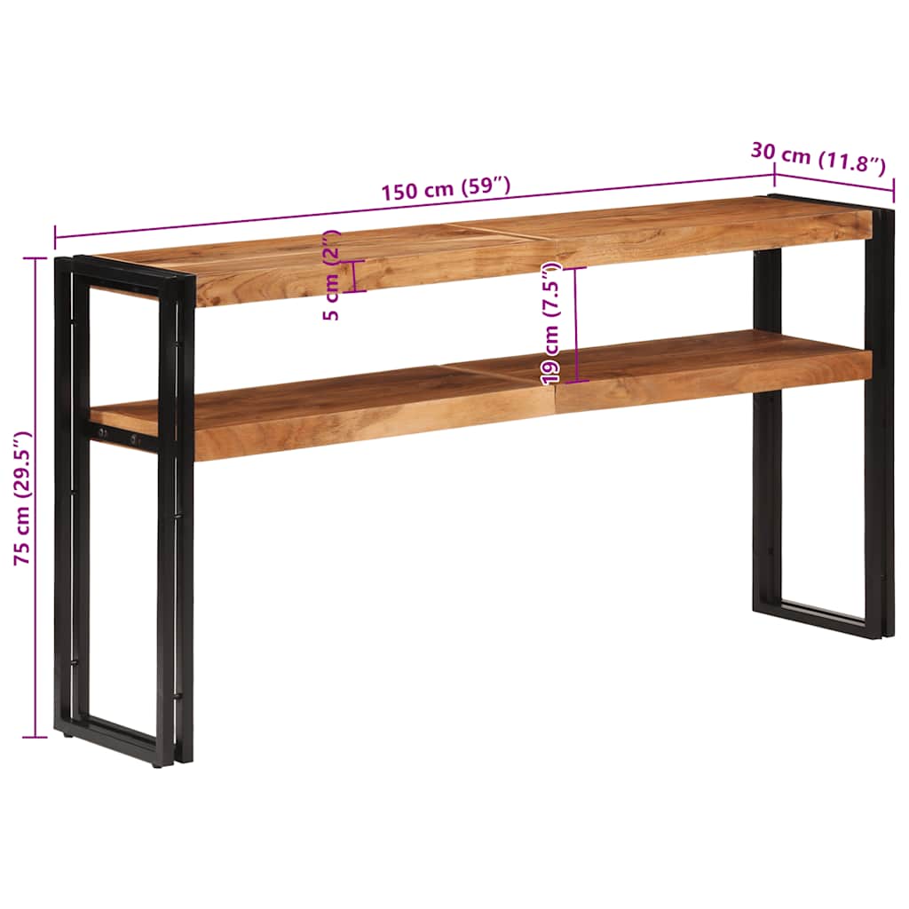 Mesa consola 150x30x75 cm madeira de acácia maciça