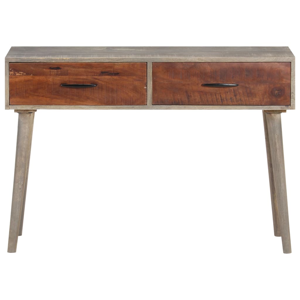Mesa consola 110x35x75 cm mangueira maciça áspera cinzento