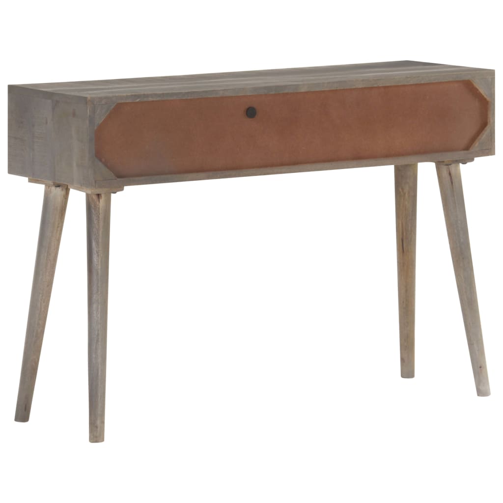 Mesa consola 110x35x75 cm mangueira maciça áspera cinzento