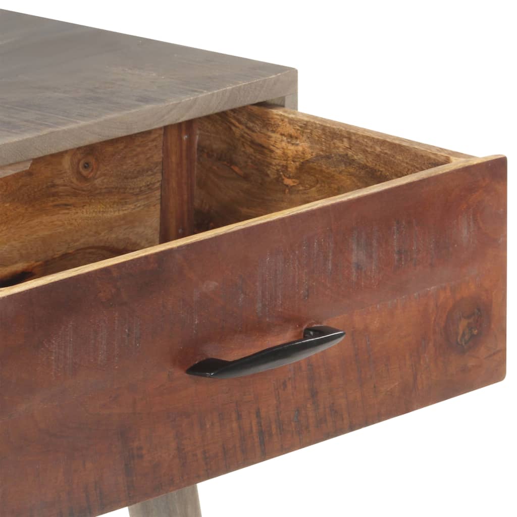 Mesa consola 110x35x75 cm mangueira maciça áspera cinzento