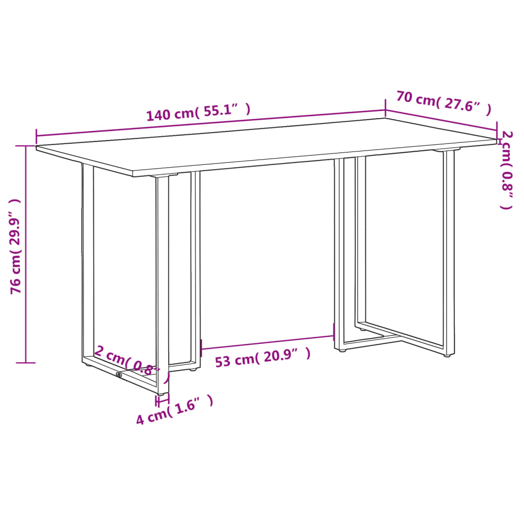 Mesa de jantar 140 cm madeira recuperada maciça