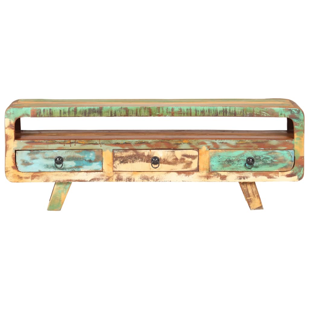 Móvel de TV 117x30x41 cm madeira recuperada maciça