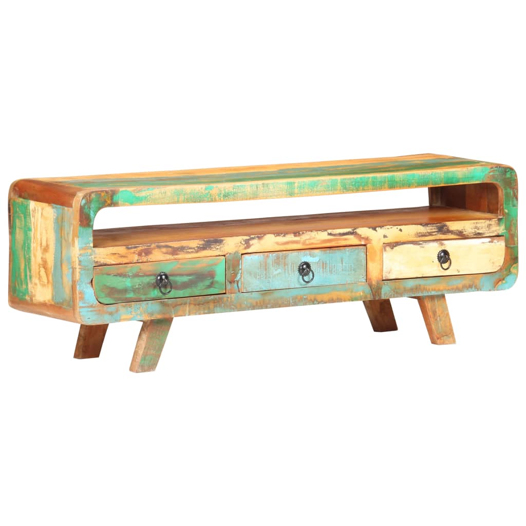 Móvel de TV 117x30x41 cm madeira recuperada maciça