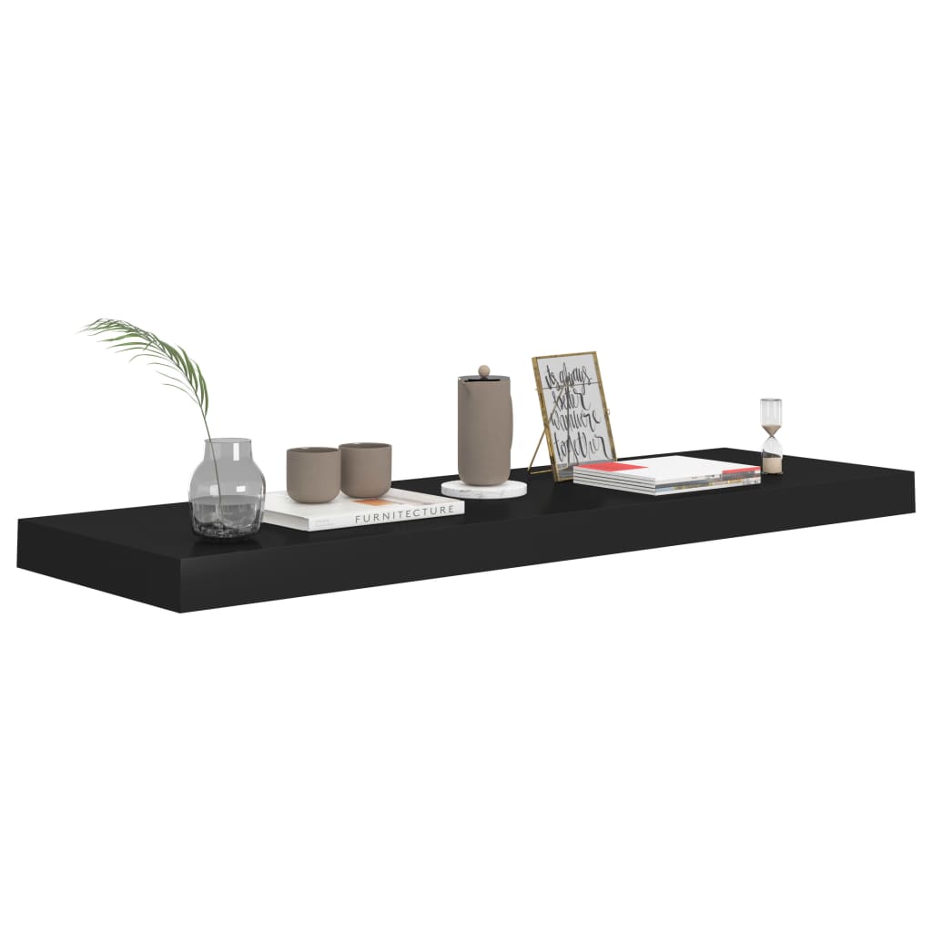 Prateleira de parede suspensa 80x23,5x3,8 cm MDF preto