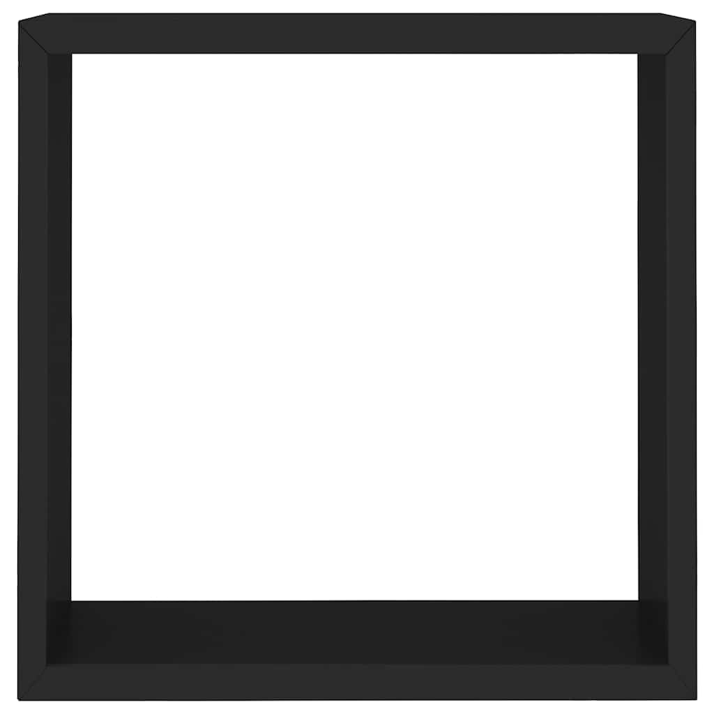 Prateleiras de parede em forma de cubo 3 pcs MDF preto