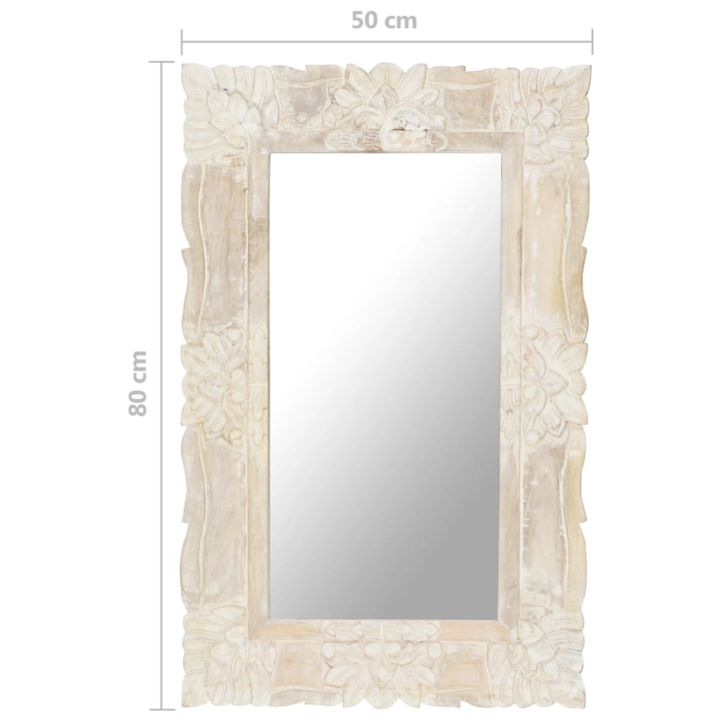 Espelho 80x50 cm madeira de mangueira maciça branco