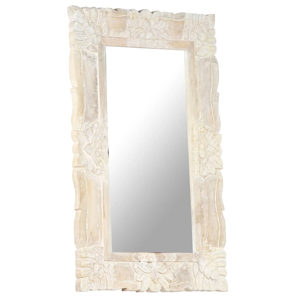 Espelho 80x50 cm madeira de mangueira maciça branco