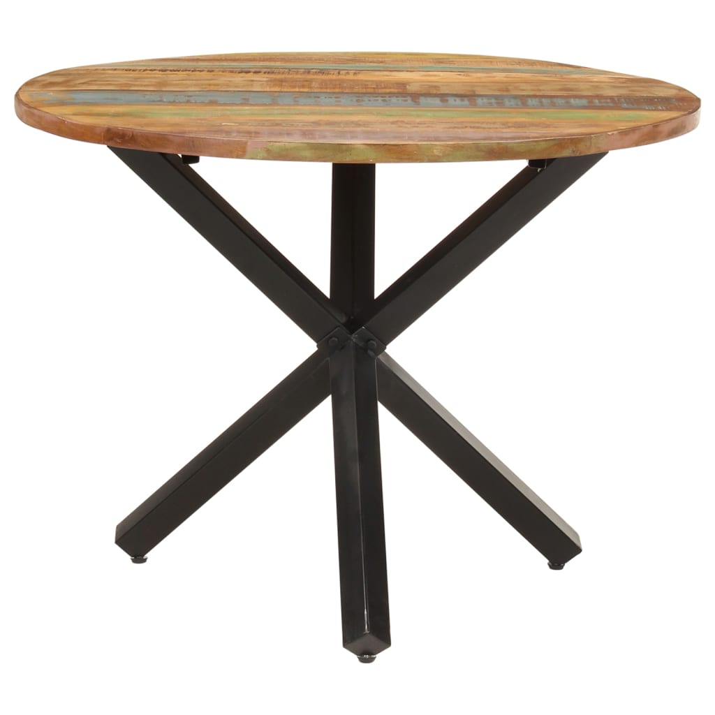 Mesa de jantar redonda 100x100x75 cm madeira recuperada maciça