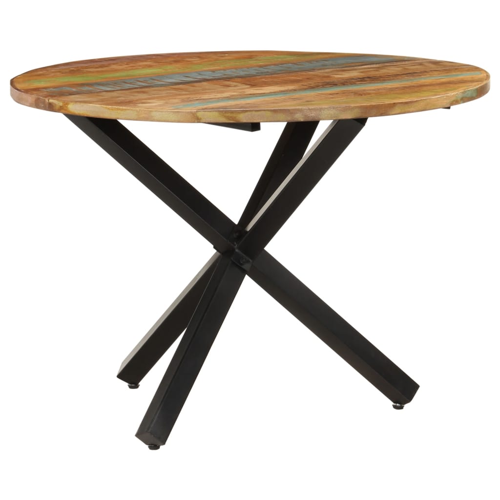 Mesa de jantar redonda 100x100x75 cm madeira recuperada maciça
