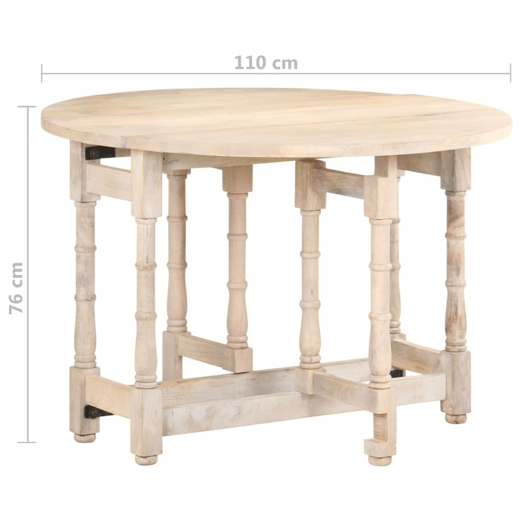 Mesa de jantar redonda 110x76 cm madeira de mangueira maciça