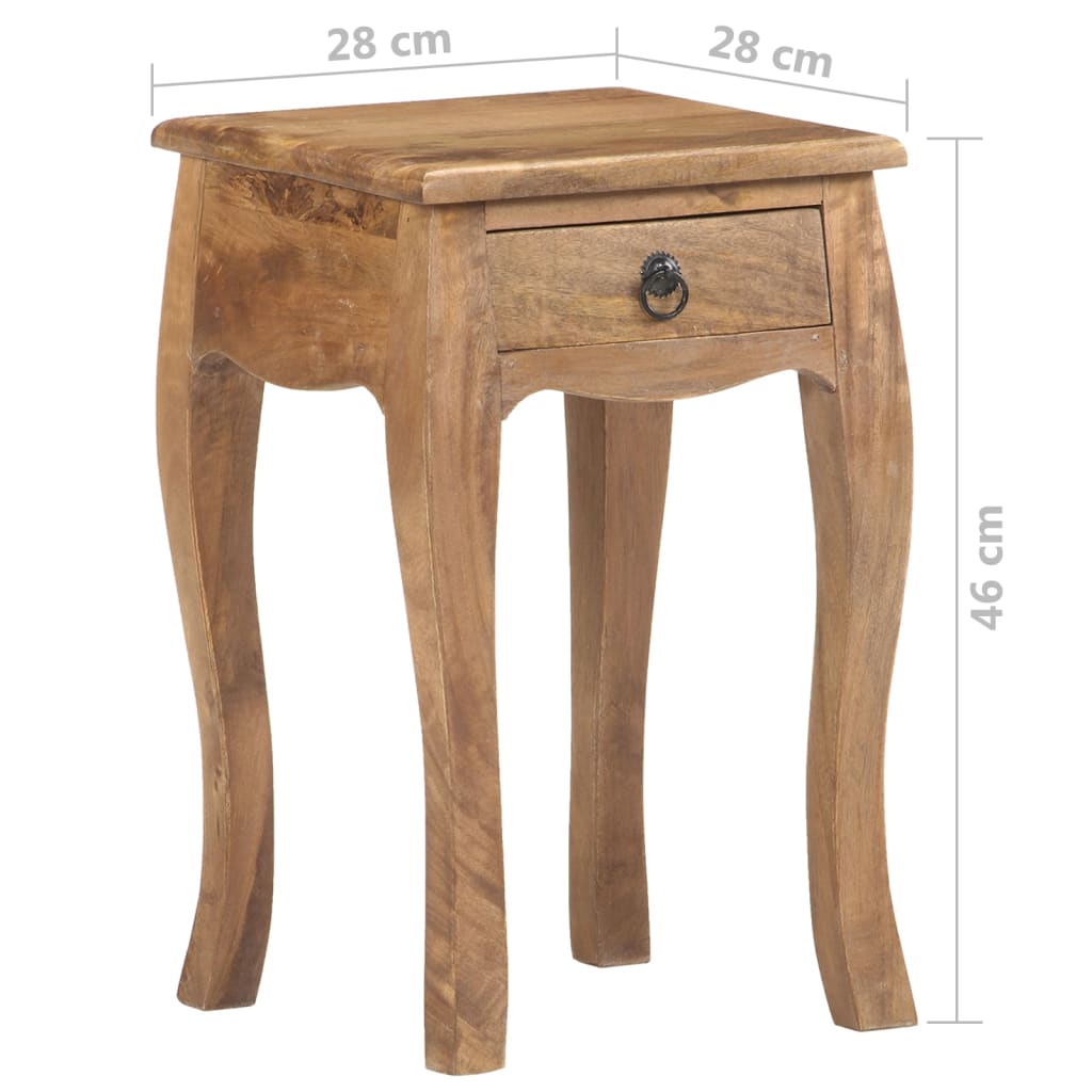 Mesa de cabeceira 28x28x46 cm madeira de mangueira maciça
