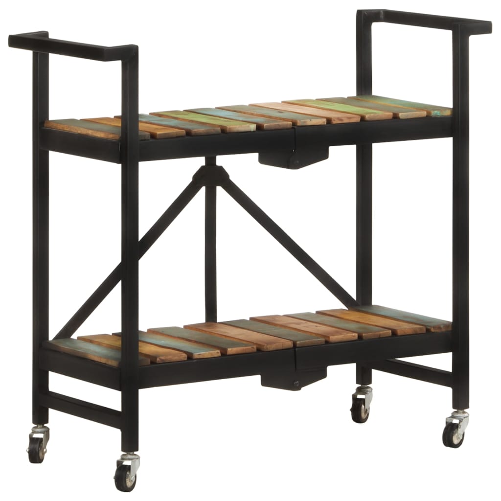 Carrinho de cozinha 87x36x81 cm madeira recuperada maciça
