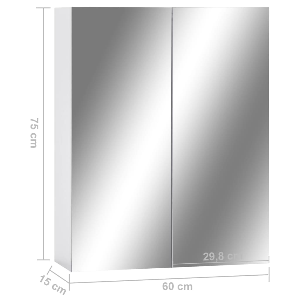 Armário espelhado para casa de banho 60x15x75 cm MDF branco