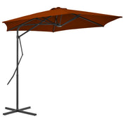 Guarda-sol de jardim com poste de aço 300x230 cm terracota