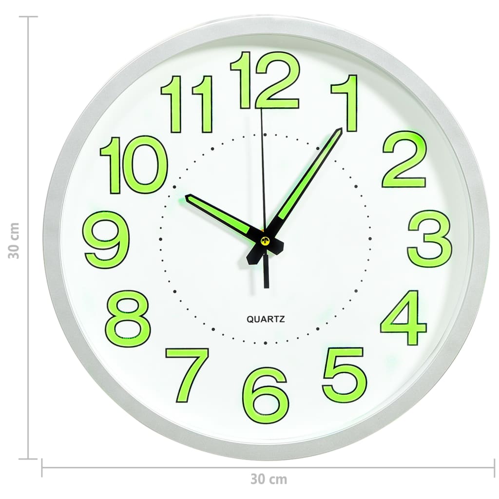 Relógio de parede luminoso 30 cm branco