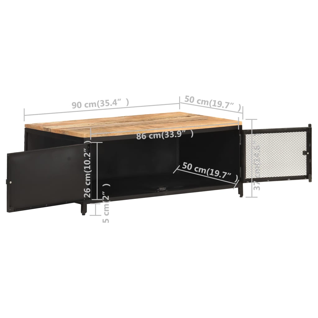 Mesa de centro 90x50x37 cm madeira de mangueira áspera maciça