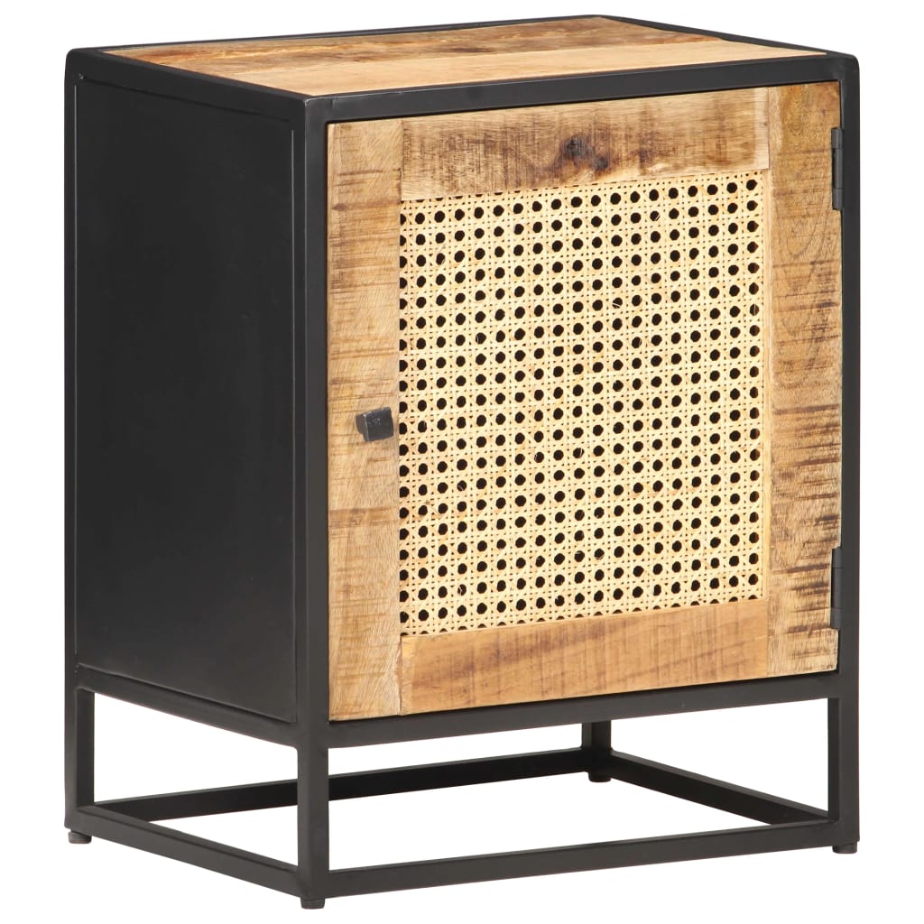 Mesa de cabeceira 40x30x50cm mangueira áspera/palhinha natural