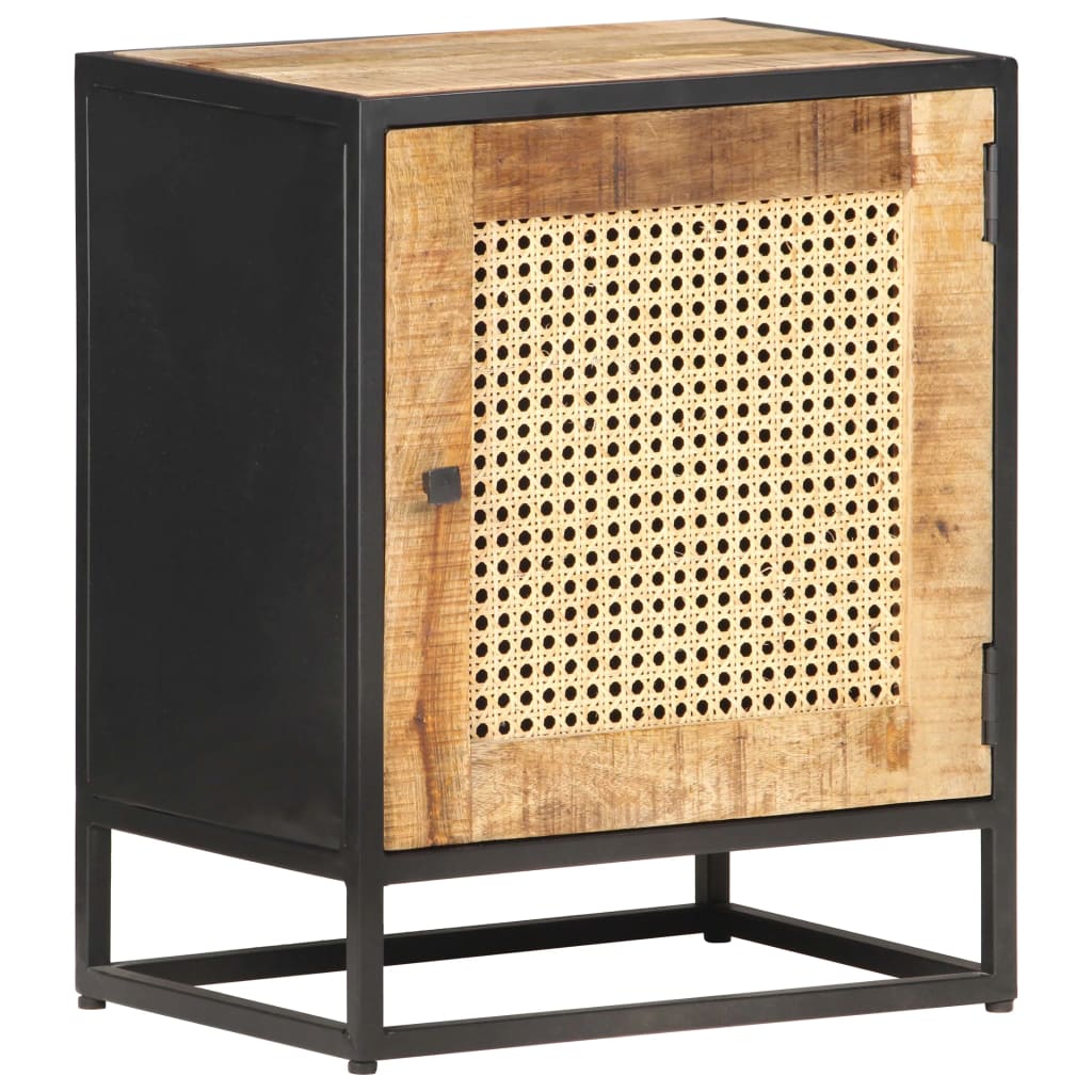 Mesa de cabeceira 40x30x50cm mangueira áspera/palhinha natural