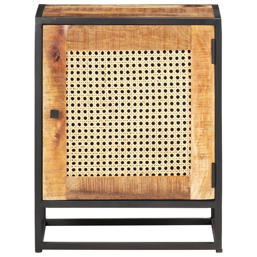 Mesa de cabeceira 40x30x50cm mangueira áspera/palhinha natural