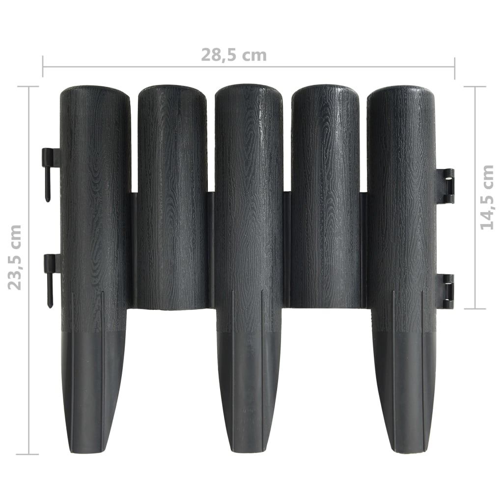 Bordas de relvado 36 pcs 10 m PP antracite