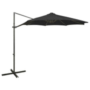 Guarda-sol jardim cantilever c/ poste e luzes LED 300 cm preto