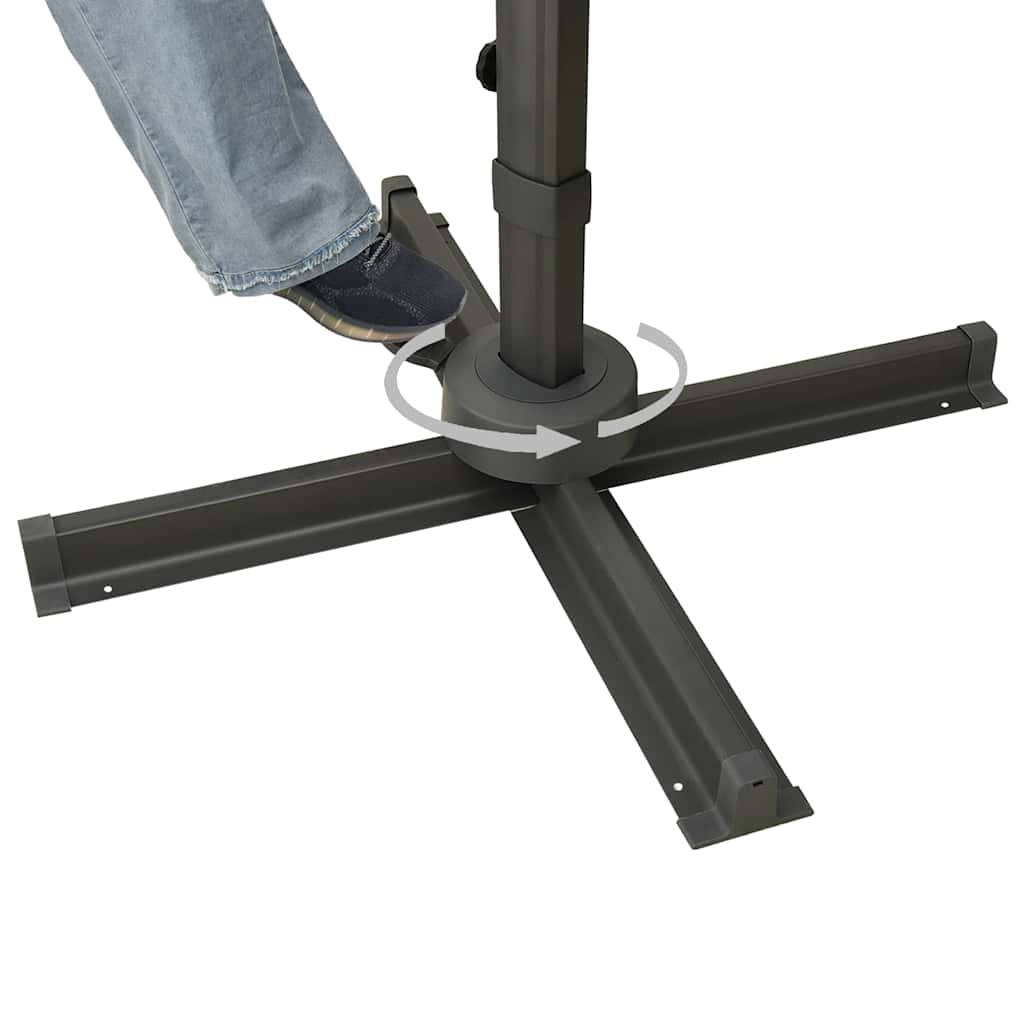 Guarda-sol jardim cantilever c/ poste e luzes LED 300 cm verde