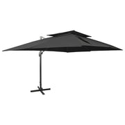 Guarda-sol de jardim cantilever com tampo duplo preto 400x300 cm