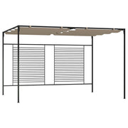 Gazebo c/ telhado retrátil 3x4x2,3 m 180 g/m² cinza-acastanhado