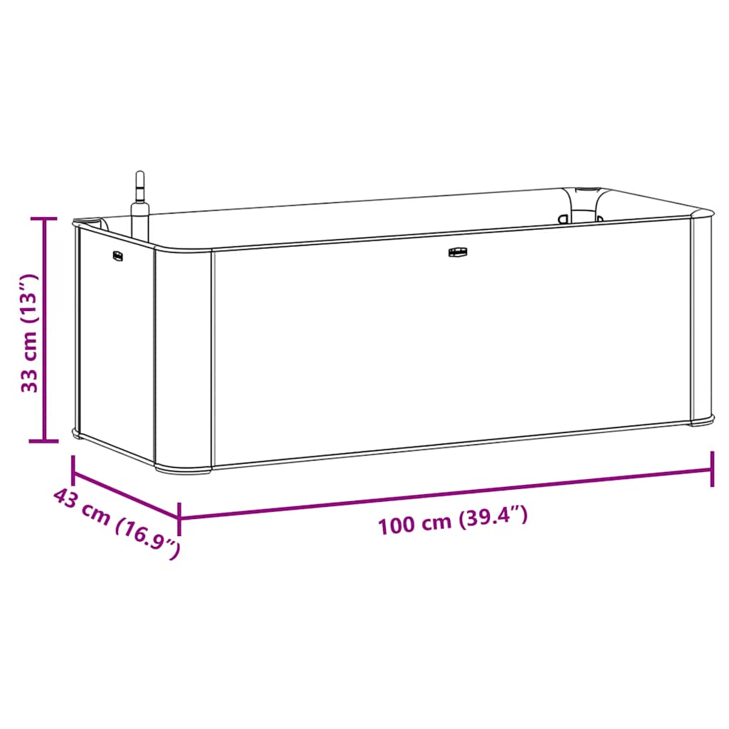 Vaso/floreira c/ sistema rega automática 100x43x33 cm branco