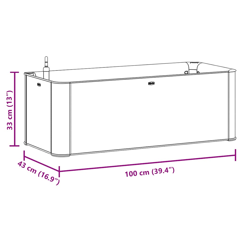 Vaso/floreira c/ sistema rega automática 100x43x33cm cor moca