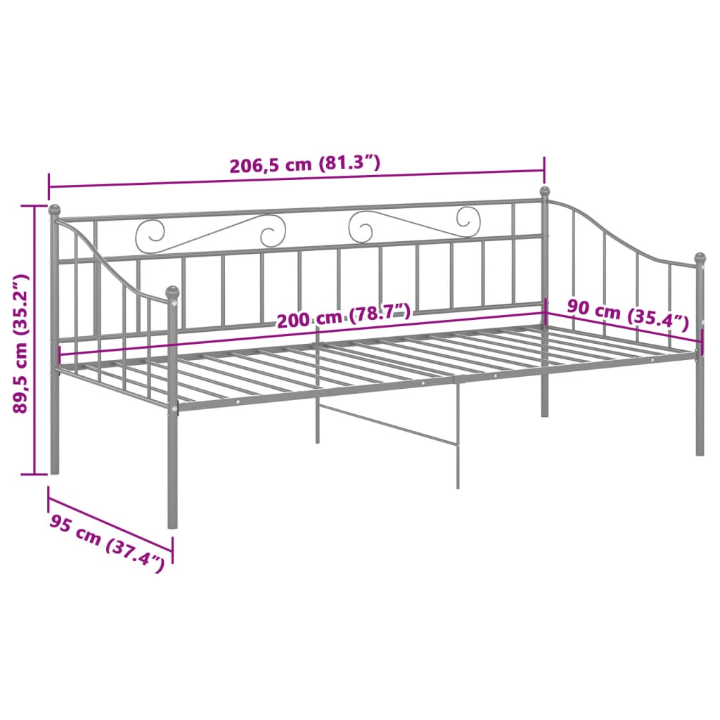 Sofá-cama 90x200 cm metal cinzento