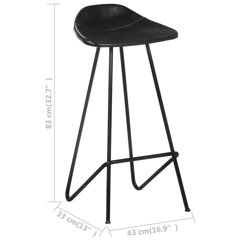 Bancos de bar 4 pcs couro genuíno preto