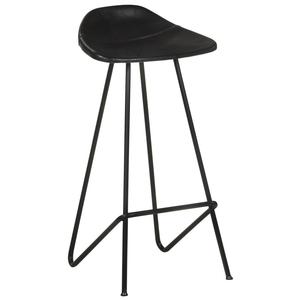 Bancos de bar 4 pcs couro genuíno preto