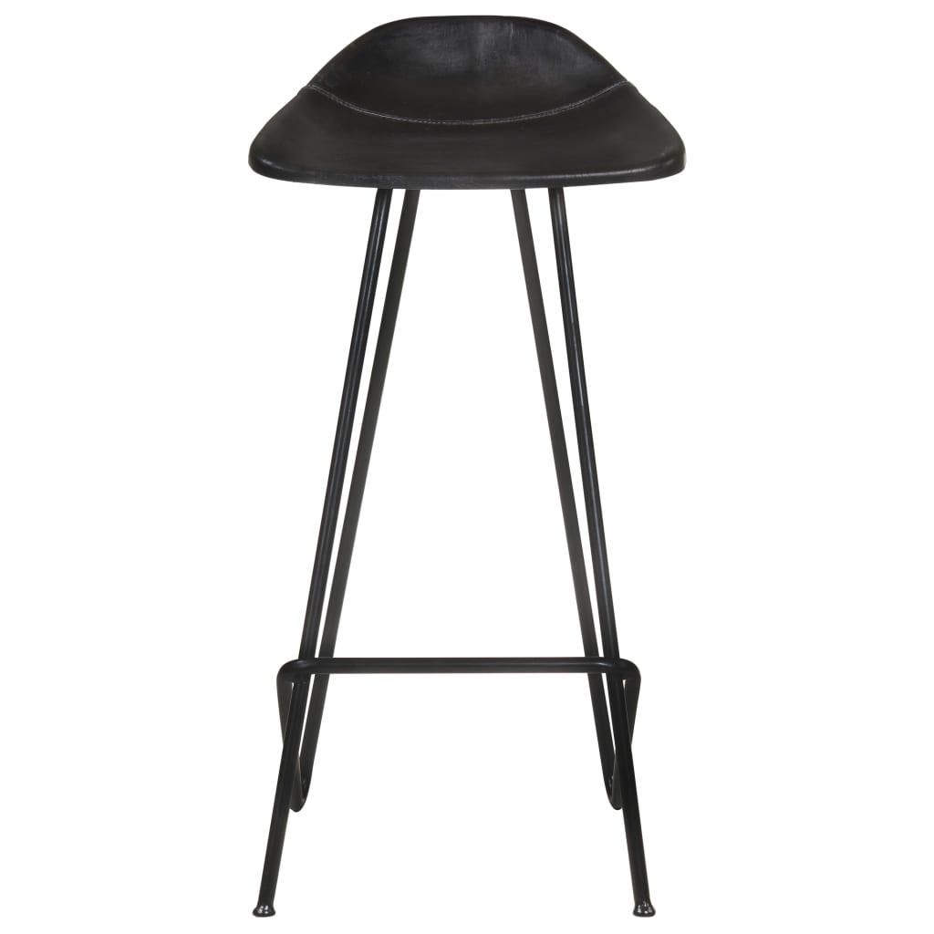 Bancos de bar 4 pcs couro genuíno preto