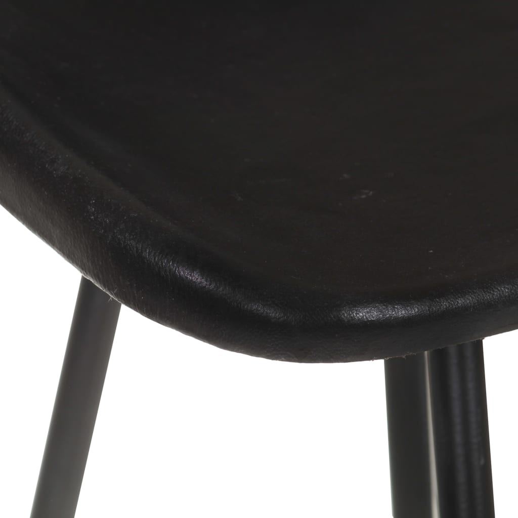 Bancos de bar 4 pcs couro genuíno preto