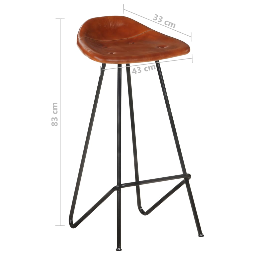 Bancos de bar 2 pcs couro genuíno castanho