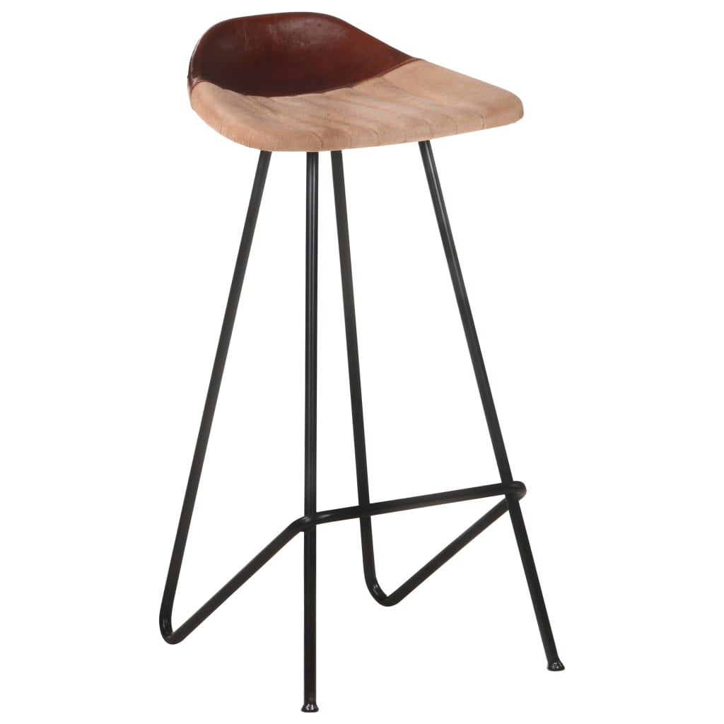 Bancos de bar 4 pcs couro genuíno castanho