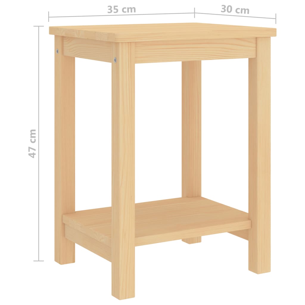 Mesa de cabeceira 35x30x47 cm madeira de pinho maciça natural