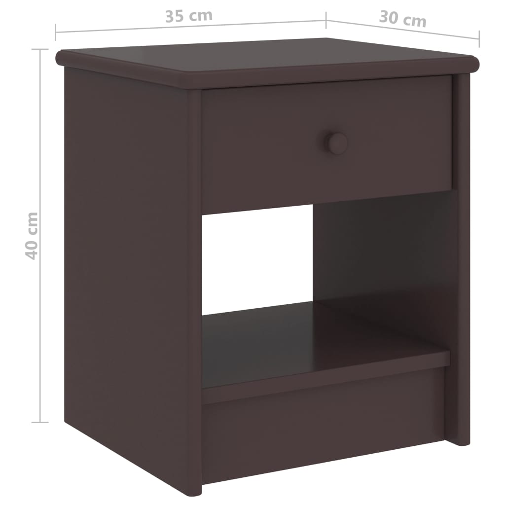 Mesa de cabeceira 35x30x40 cm pinho maciço castanho-escuro