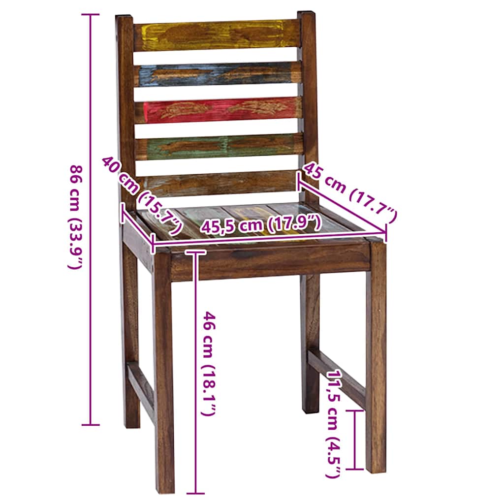 Cadeiras de jantar 2 pcs madeira recuperada maciça