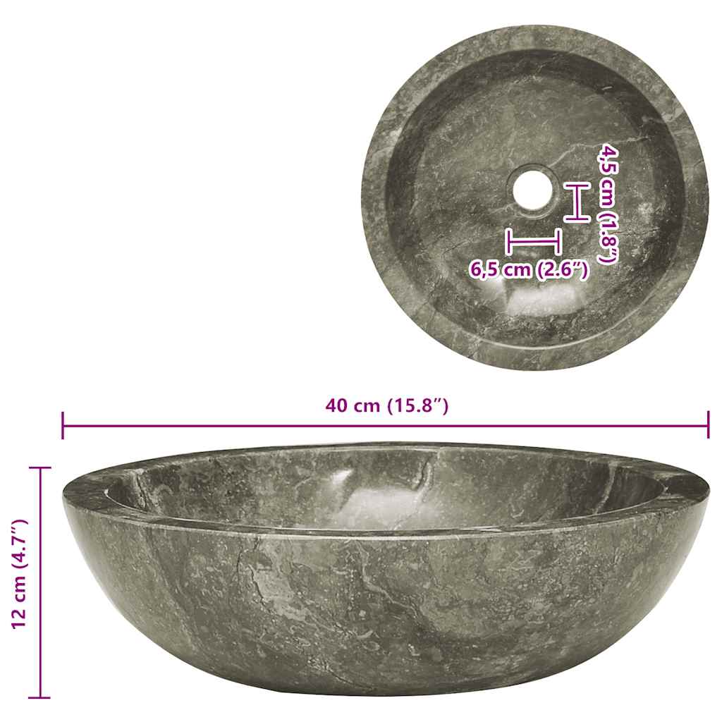 Lavatório Ø40x12 cm mármore cinzento